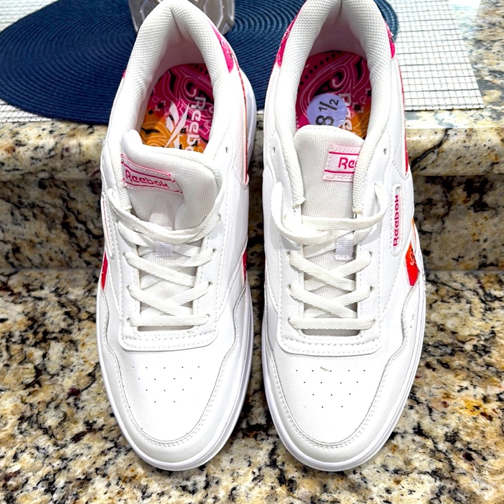 Reebok White and Pink Athletic Shoes